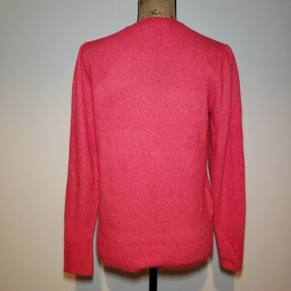 Loft Crewneck Knit Long Sleeve Barbie Pink Sweater - Picture 4 of 7